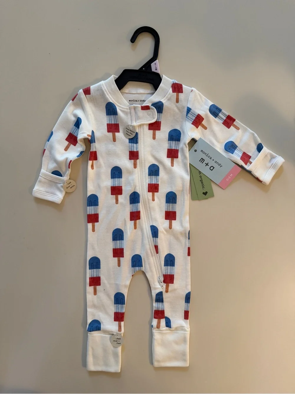 NWT Monica + Andy Organic Cotton Pajamas Lot (3 Pairs) 0-3M